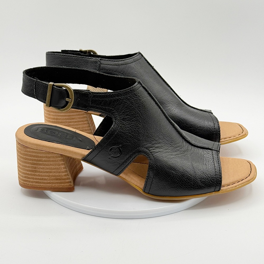 Born Swinton Heeled Sandals 'Black' / Size 11 Womens (EU 41-42) NEW